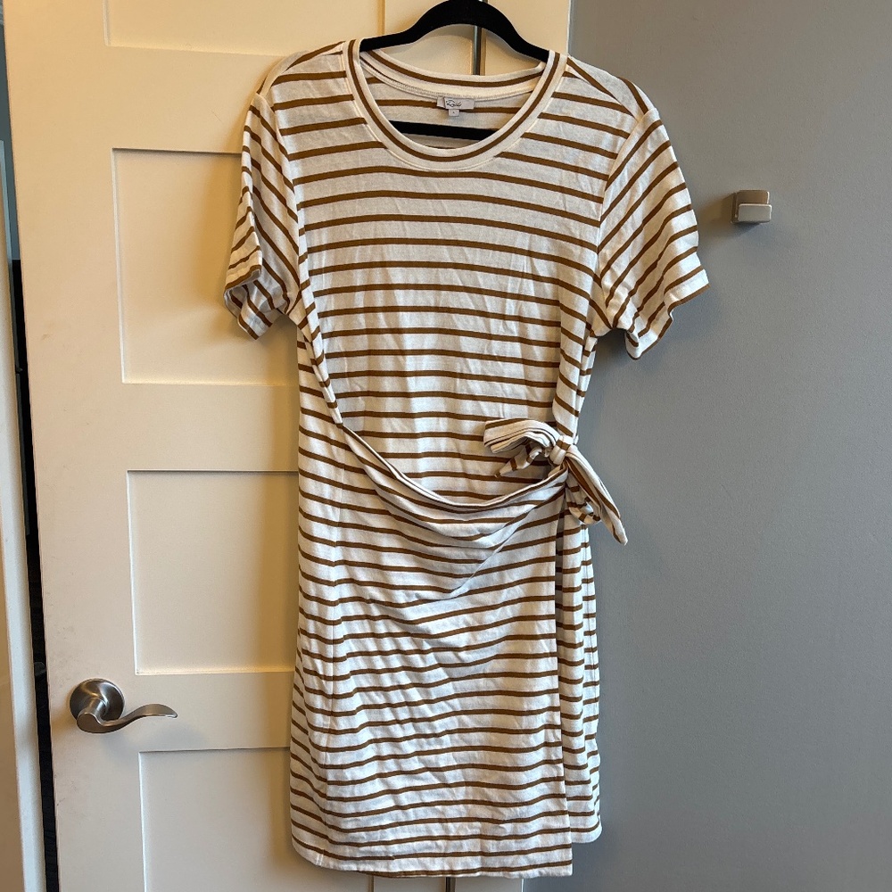 Rails large Edie Carmel stripe 100% cotton knit tshirt dress faux wrap